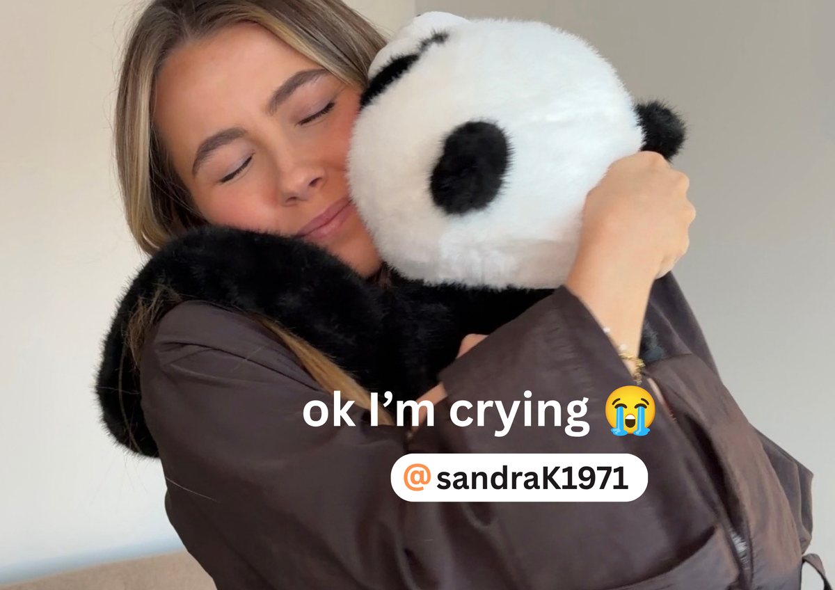 Mia's Instagram story: hugging Pookie the Panda with the caption ok I'm crying, tagging her mom